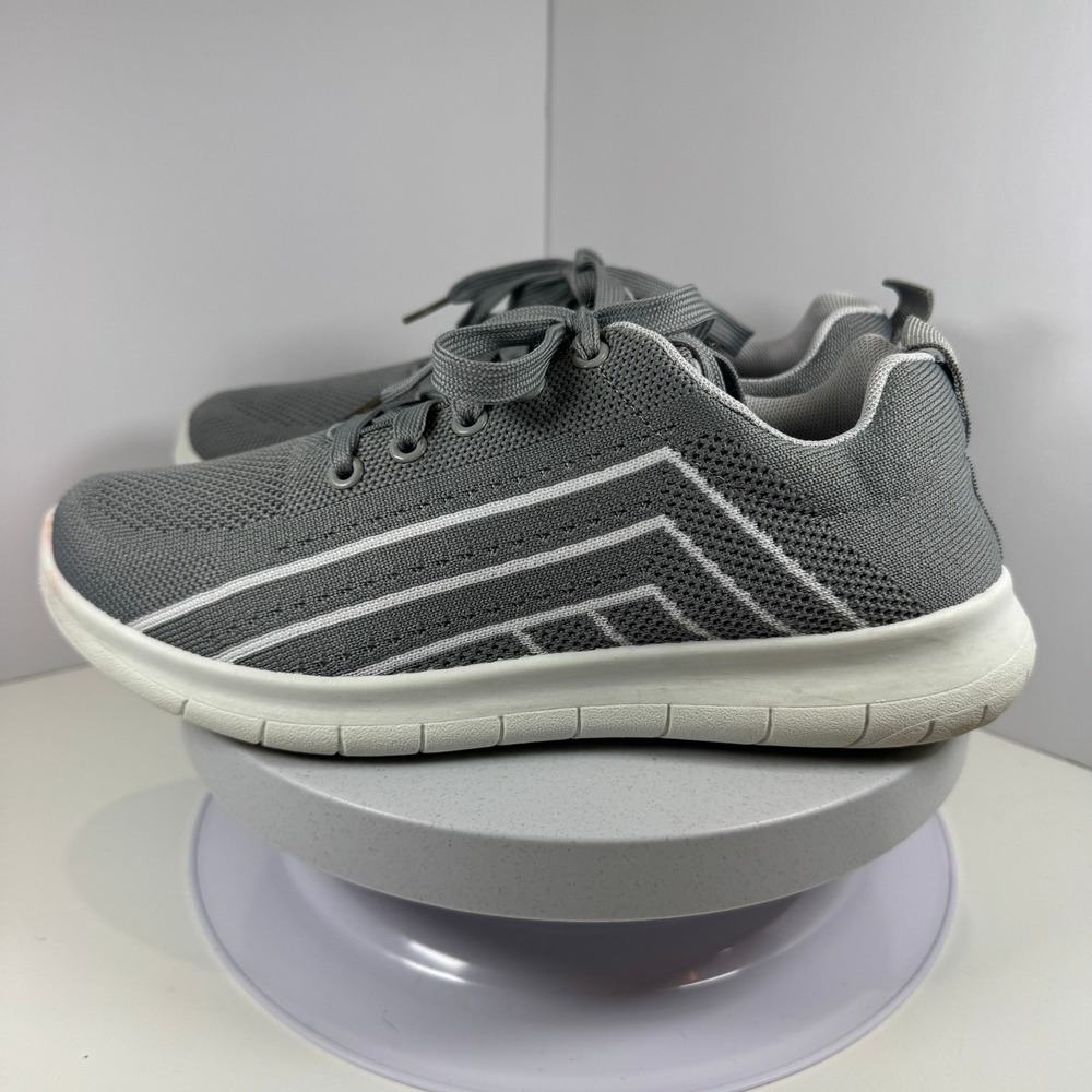 Womens Grey Knit Athletic Shoes Lace Up Comfort Sneakers Size 9M - Picture 7 of 9